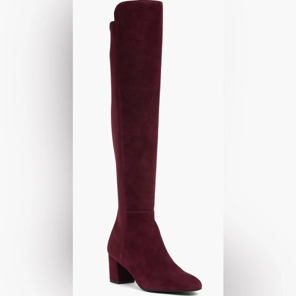 Stuart Weitzman Gillian 60 Over The Knee Boots NWT Burgundy Suede 8